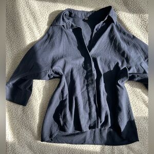 Navy Button-Up Top
